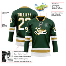 Load image into Gallery viewer, Custom Green White-Old Gold Hockey Lace Neck Jersey