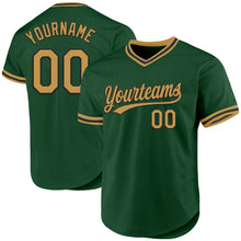Load image into Gallery viewer, Custom Green Old Gold-Black Authentic Throwback Baseball Jersey