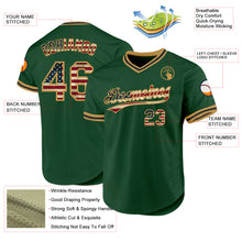 Load image into Gallery viewer, Custom Green Vintage USA Flag Old Gold-Black Authentic Throwback Baseball Jersey