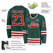 Load image into Gallery viewer, Custom Green Red-White Hockey Jersey