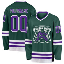 Load image into Gallery viewer, Custom Green Purple-White Hockey Jersey