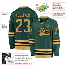 Load image into Gallery viewer, Custom Green Old Gold-Black Hockey Jersey