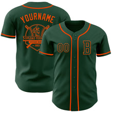 Load image into Gallery viewer, Custom Green Orange Authentic Baseball Jersey