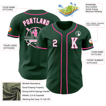 Load image into Gallery viewer, Custom Green White-Pink Authentic Baseball Jersey