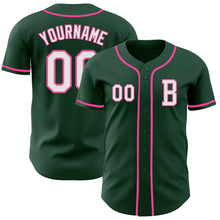 Load image into Gallery viewer, Custom Green White-Pink Authentic Baseball Jersey
