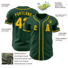 Load image into Gallery viewer, Custom Green Gold Authentic Baseball Jersey