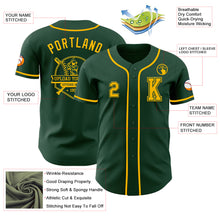 Load image into Gallery viewer, Custom Green Gold Authentic Baseball Jersey