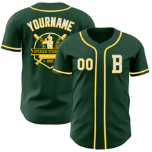 Load image into Gallery viewer, Custom Green White-Yellow Authentic Baseball Jersey