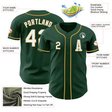 Load image into Gallery viewer, Custom Green White-Old Gold Authentic Baseball Jersey