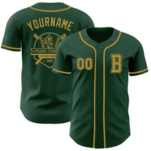 Load image into Gallery viewer, Custom Green Old Gold Authentic Baseball Jersey