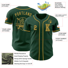 Load image into Gallery viewer, Custom Green Old Gold Authentic Baseball Jersey