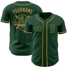 Load image into Gallery viewer, Custom Green Old Gold Authentic Baseball Jersey