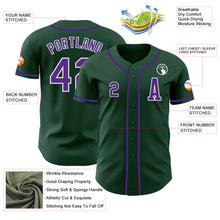 Load image into Gallery viewer, Custom Green Purple-White Authentic Baseball Jersey