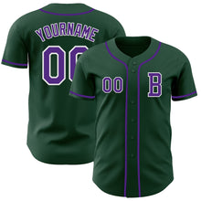 Load image into Gallery viewer, Custom Green Purple-White Authentic Baseball Jersey