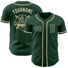 Load image into Gallery viewer, Custom Green Cream Authentic Baseball Jersey