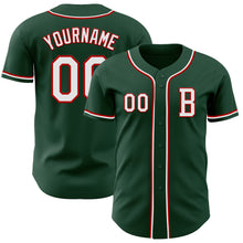 Load image into Gallery viewer, Custom Green White-Red Authentic Baseball Jersey