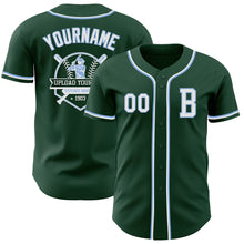 Load image into Gallery viewer, Custom Green White-Light Blue Authentic Baseball Jersey