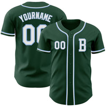 Load image into Gallery viewer, Custom Green White-Light Blue Authentic Baseball Jersey