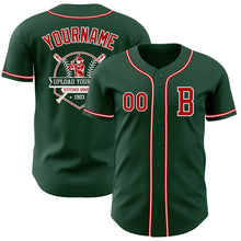 Load image into Gallery viewer, Custom Green Red-White Authentic Baseball Jersey