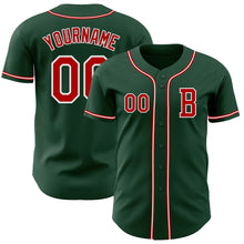 Load image into Gallery viewer, Custom Green Red-White Authentic Baseball Jersey