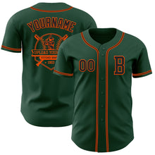 Load image into Gallery viewer, Custom Green Black-Orange Authentic Baseball Jersey