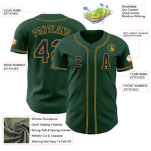 Load image into Gallery viewer, Custom Green Black-Old Gold Authentic Baseball Jersey