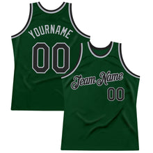 Load image into Gallery viewer, Custom Green Black-Gray Authentic Throwback Basketball Jersey