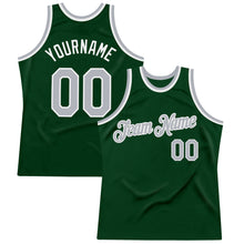 Load image into Gallery viewer, Custom Green Gray-White Authentic Throwback Basketball Jersey
