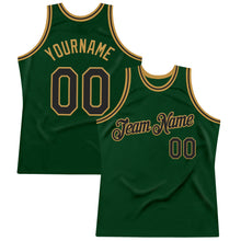 Load image into Gallery viewer, Custom Green Black-Old Gold Authentic Throwback Basketball Jersey