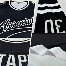 Load image into Gallery viewer, Custom Black White Hockey Jersey