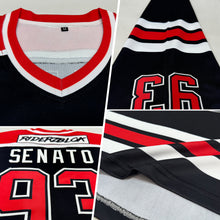 Load image into Gallery viewer, Custom Black Red-White Hockey Jersey