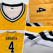 Load image into Gallery viewer, Custom Gold Black-White Hockey Jersey