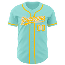 Load image into Gallery viewer, Custom Ice Blue Yellow-White Authentic Baseball Jersey