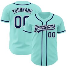 Load image into Gallery viewer, Custom Ice Blue Navy-White Authentic Baseball Jersey