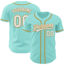 Load image into Gallery viewer, Custom Ice Blue White-Old Gold Authentic Baseball Jersey