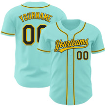 Load image into Gallery viewer, Custom Ice Blue Black-Yellow Authentic Baseball Jersey
