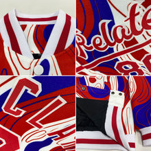 Load image into Gallery viewer, Custom Figure Red-Royal 3D Bomber Full-Snap Varsity Letterman Jacket