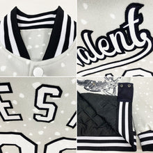 Load image into Gallery viewer, Custom White Black Merry Christmas Animals In Winter 3D Bomber Full-Snap Varsity Letterman Jacket