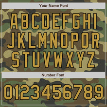 Load image into Gallery viewer, Custom Camo Old Gold-Black Bomber Full-Snap Varsity Letterman Salute To Service Jacket