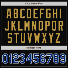 Load image into Gallery viewer, Custom Black Old Gold Pinstripe Royal-White Bomber Full-Snap Varsity Letterman Jacket