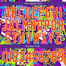 Load image into Gallery viewer, Custom Graffiti Pattern Orange-White Grunge Street Art 3D Bomber Full-Snap Varsity Letterman Jacket