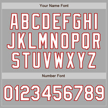 Load image into Gallery viewer, Custom Gray White-Red Bomber Full-Snap Varsity Letterman Two Tone Jacket