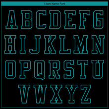 Load image into Gallery viewer, Custom Black Teal 3D Pattern Design Bomber Full-Snap Varsity Letterman Jacket