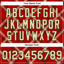 Load image into Gallery viewer, Custom Red Cream-Green Check Board 3D Pattern Design Bomber Full-Snap Varsity Letterman Jacket