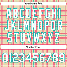 Load image into Gallery viewer, Custom Cream White-Aqua Check Board 3D Pattern Design Bomber Full-Snap Varsity Letterman Jacket