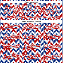 Load image into Gallery viewer, Custom White Royal-Red Check Board 3D Pattern Design Bomber Full-Snap Varsity Letterman Jacket