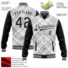Load image into Gallery viewer, Custom White Black Check Board 3D Pattern Design Bomber Full-Snap Varsity Letterman Jacket