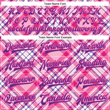 Load image into Gallery viewer, Custom Light Pink Purple-Pink Check Board 3D Pattern Design Bomber Full-Snap Varsity Letterman Jacket