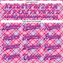 Load image into Gallery viewer, Custom Light Pink Purple-Pink Check Board 3D Pattern Design Bomber Full-Snap Varsity Letterman Jacket