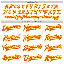 Load image into Gallery viewer, Custom White Orange-Gold Check Board 3D Pattern Design Bomber Full-Snap Varsity Letterman Jacket